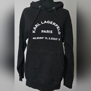 Karl Lagerfeld Paris Black & White Logo Hoodie- Size S